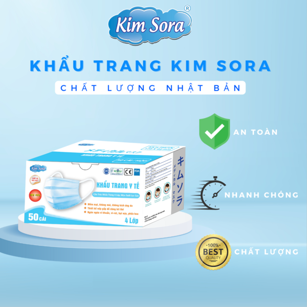 Khẩu trang y tế 4 lớp xanh - Khẩu Trang Y Tế Kim Sora - Công Ty TNHH Kim Sora